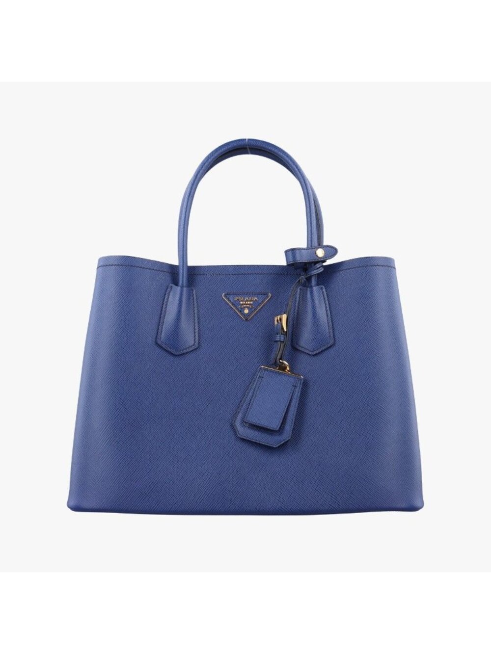 Prada Double Cuir Blue Saffiano Leather Handbag